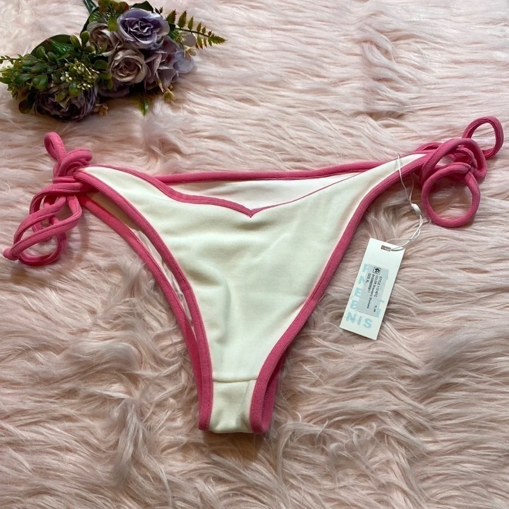 NWT Frankie’s Bikini Connor Terry Bikini Bottoms in Strawberry Shortcake sz XL